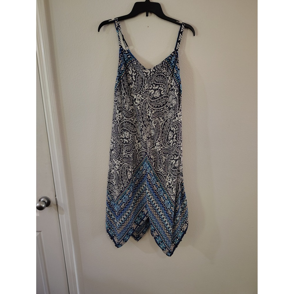Cato Womens Blue Paisley Handkerchief Sharkbite Hem‎ Spaghetti Strap Dress Small